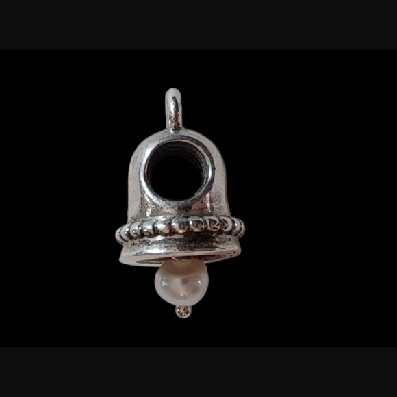 Pandora Retired Sterling Silver Pearl Bell 790517p Freshwater Pearl Charm - Picture 5 of 8